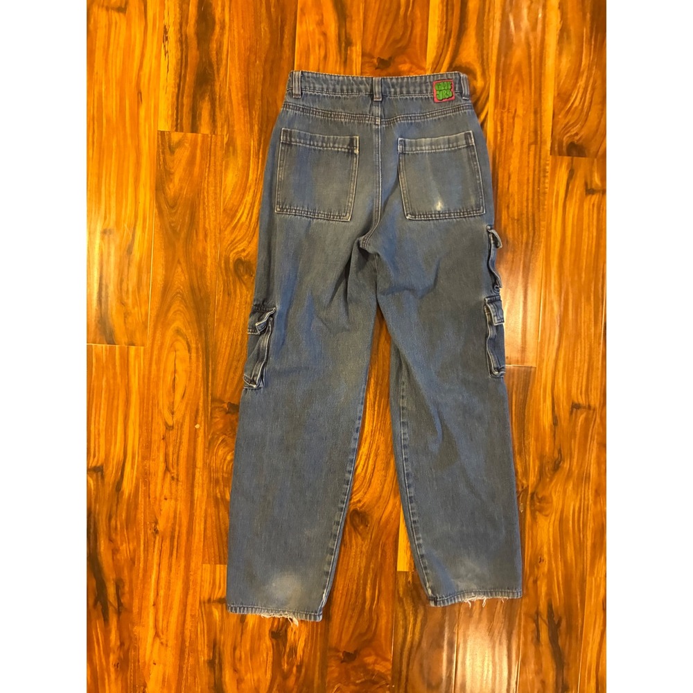 Empyre Tori Cargo Jeans Medium Wash Y2K Vintage Skate Wide Leg Denim‎ Pants Sz 2 - Picture 6 of 11
